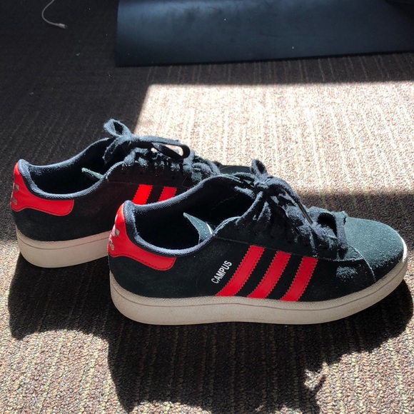 campus shoes black and red